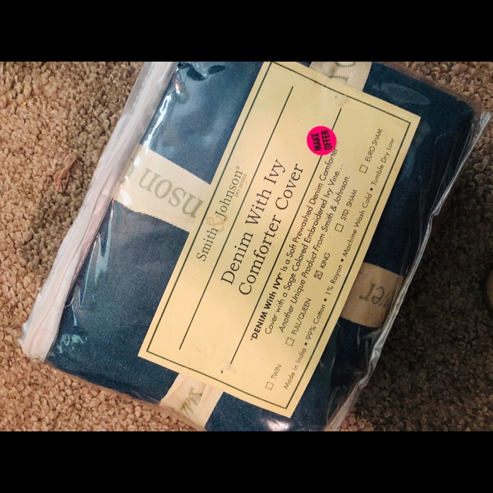 Smith&Johnson denim king bed comforter cover new